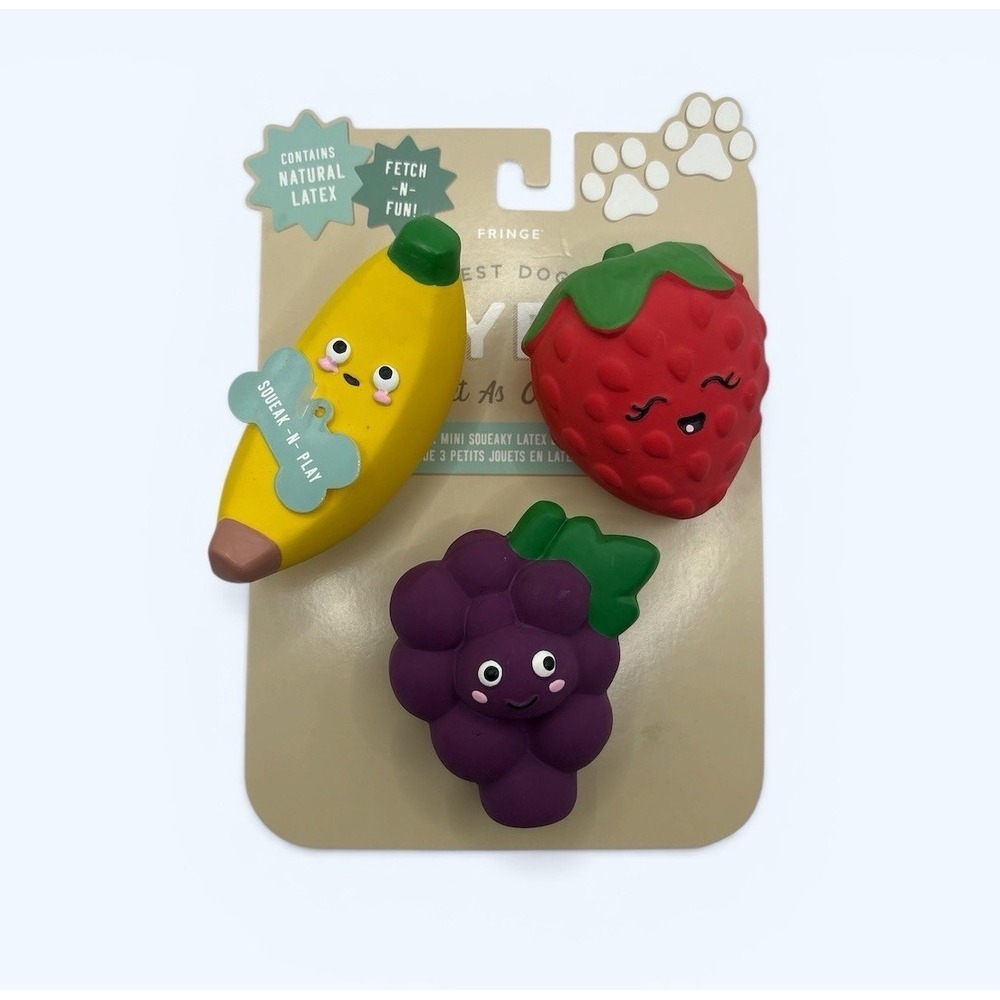 Fringe Studio Set Of Three Home Grown Happiness Squeaky Plush Dog Toy